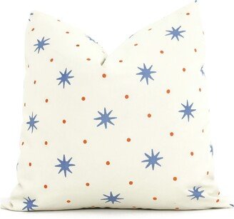 Sister Parish Light Blue & Orange Serendipity Star Decorative Pillow Cover, , Eurosham Or Lumbar, Pillow Decor