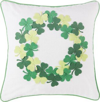 18 x 18 Clover Wreath Applique Throw Pillow-AB