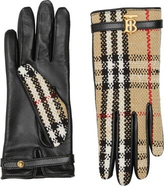 Vintage Check Leather Gloves