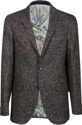 Herringbone Pattern Single-Breasted Tailored Blazer-AA