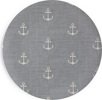 Salad Plates: Anchor - Ivory On Light Grey Texture Salad Plate, Gray