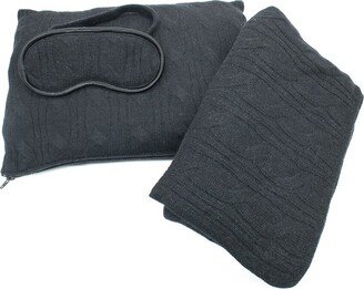 Cable Knit Travel Throw & Eye Mask Set-AD