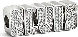 Elvis Presley Women's Sterling Silver Letters Crystal Bead Charm Set