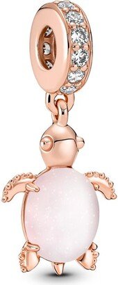 Cubic Zirconia Murano Glass Pink Sea Turtle Dangle Charm