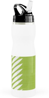 Photo Water Bottles: Laurel Leaf Stripe Stainless Steel Water Bottle With Straw, 25Oz, With Straw, Green