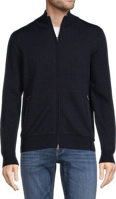 Merino Wool Full Zip Mockneck Cardigan