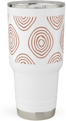 Travel Mugs: Abstract Circle - Terracotta Travel Tumbler, 30Oz, Brown