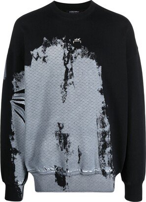 Brushstroke-print cotton sweatshirt