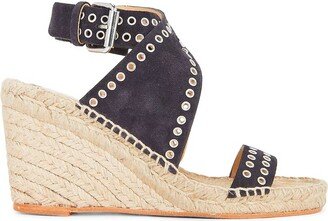 Iriane Suede Espadrille Wedge Sandals In Faded Black