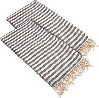 Set Of 2 Fun In The Sun Turkish Cotton Pestemal Beach Towels-AF