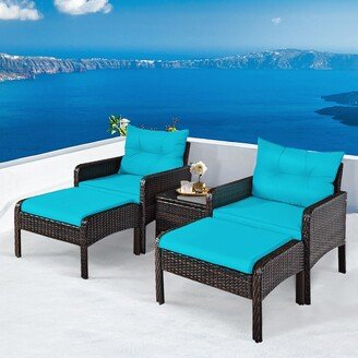 5PCS Patio Set Sectional Rattan Wicker Furniture Set w/