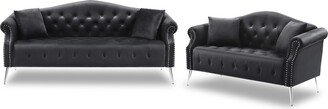 GREATPLANINC Livingroom Couch Set Velvet Sofa Sets with Throw Pillows and Metal Leg