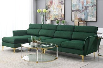 111 Convertible Sectional Sofa Couch , Flannel L Shape Furniture Couch with Chaise Left/Right Handed Chaise