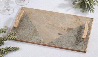 Saro Lifestyle Wood Handles Slate Tray