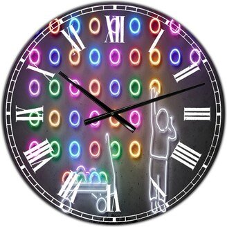 Designart Boy Collecting Neon Circles Oversized Modern Wall Clock - 38