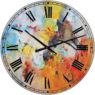 Designart 'Blue And Yellow Color Spatters II' Large Modern Wall Clock