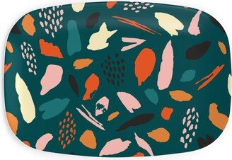 Serving Platters: Splashes Pattern - Green Serving Platter, Multicolor