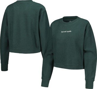 Women's League Collegiate Wear Green Notre Dame Fighting Irish Timber Cropped Pullover Sweatshirt