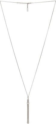 Cocktail Stirrer Long Necklace in Metallic Silver