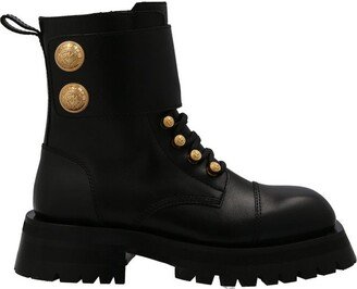 Button Embellished Ridged Ankle Boots