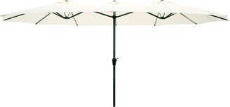 Extra Large Outdoor Umbrella - 15 Ft Double Patio Shade with Easy Hand Crank for Outdoor Furniture, Deck, Backyard, or Pool by Beige)