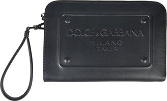 Embossed Logo Zip Clutch