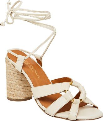 Maggie White Lace Up Espadrille Heel