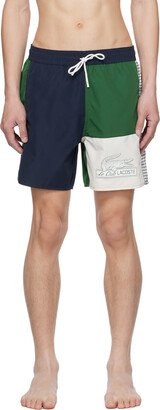 Navy & Green Colorblock Swim Shorts