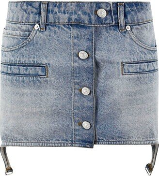 Suspenders Denim Mini Skirt