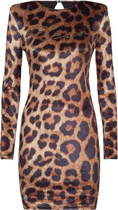 Leopard-Print Cut-Out Mini Dress