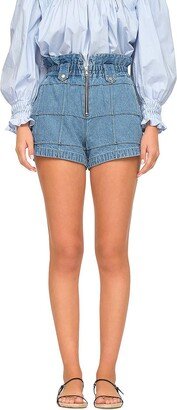 Womens Denim Patchwork Denim Shorts