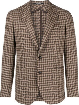 Single-Breasted Houndstooth-Pattern Blazer-AA