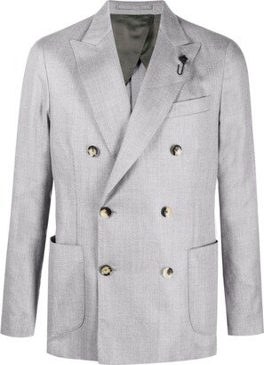 Double-Breasted Peak-Lapels Blazer-AA