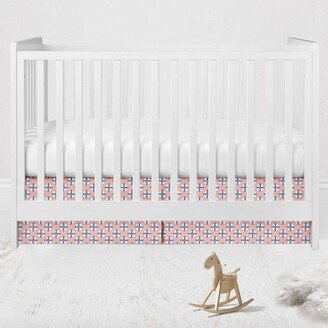 Olivia Dots/Cross Coral/Navy Crib/Toddler Bed Skirt