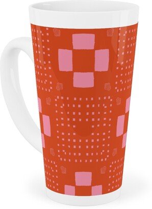 Mugs: Phlox Garden - Red And Pink Tall Latte Mug, 17Oz, Red