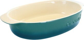 Artisan 2.5 Quart Oval Stoneware Casserole with Lid in Gradient Teal