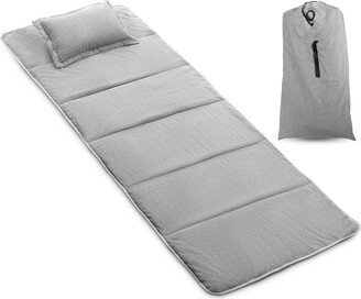 Alpcour Camping Cot Mattress Pad - 75x28 Corduroy Topper with Pillow & Carry Case