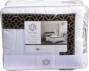 5pc Cotton Sateen Embroidered Lattice Comforter Set