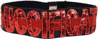 Women's Blue / Red Sequin Patches GUCCIFICATION Headband M / 57