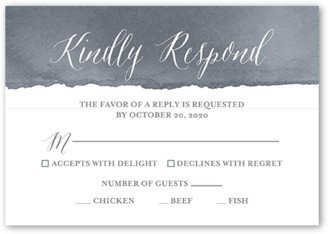 Rsvp Cards: Deckled Edge Wedding Response Card, Grey, Matte, Signature Smooth Cardstock, Square