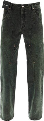 Lived-in Effect Wide Leg Jeans