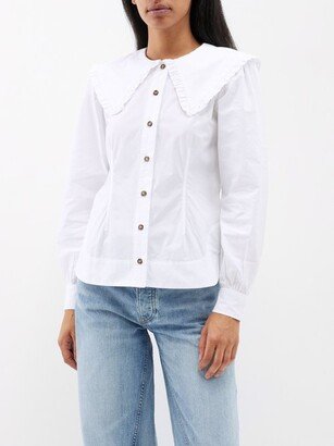 Ruffled-collar Organic-cotton Poplin Shirt