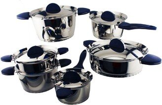 Stacca SS 11 Pieces Cookware Set, Blue