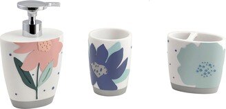 Allure Home Creations Summer Flower 3pc Set Lotion Pump/Toothbrush Holder/Tumbler - 3pc bath accessory set