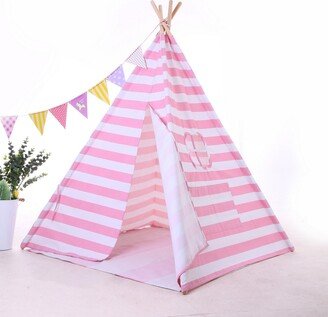 ToysLand Natural Cotton Canvas Teepee Tent for Kids Indoor & Outdoor Use - 2pc-AA