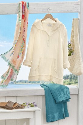 Women's Summer Breeze Hooded Gauze Pullover - Crema - PS - Petite Size