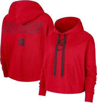 Women's Red Toronto Raptors Courtside Cropped Pullover Hoodie