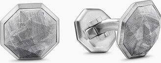 Meteorite Faceted Round Cufflinks in Sterling Silver Men's