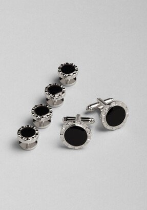 Men's Round Two-Tone Brass Cufflinks