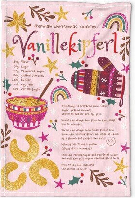 Christmas Cookies Tea Towel - Vanillekipferl Recipe By Sanne Paul Mustard Gold Cookie Linen Cotton Canvas Spoonflower